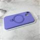 Силиконовый чехол Iphone 14 (6.1) CASE с бархатом внутри, MagSafe-подставка, с защитой камеры, светло-фиолетовый