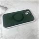 Силиконовый чехол Iphone 15 Pro CASE с бархатом внутри, MagSafe-подставка, с защитой камеры, темно-зеленый