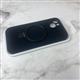 Силиконовый чехол Iphone 14 (6.1) CASE с бархатом внутри, MagSafe-подставка, с защитой камеры, черный