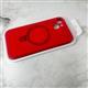 Силиконовый чехол Iphone 15 Pro Max CASE с бархатом внутри, MagSafe-подставка, с защитой камеры, красный