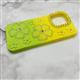 Силиконовый чехол Iphone 14 Pro (6.1) фигурные цветочки со стразами, переход желто-зеленый