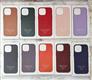 Задняя крышка Iphone 14 (6.1) Leather Case под кожу, с лого, magsafe, в упаковке, голубая