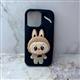 Силиконовый чехол Iphone 11 объемный, голова-попсокет Лаб, черный