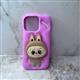 Силиконовый чехол Iphone 11 объемный, голова-попсокет Лаб, розовый