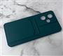 Силиконовый чехол Xiaomi Redmi Note 14 PRO 5G матовый soft-touch, цветные кнопки, с визитницей, хаки