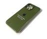Силиконовый чехол Iphone 12 Pro Max (6.7) Silicon Case с логотипом, закрытый низ, в блистере, хаки