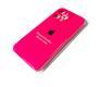 Силиконовый чехол Iphone 12 Pro Max (6.7) Silicon Case с логотипом, закрытый низ, в блистере, ярко-розовый