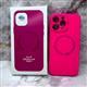 Силиконовый чехол Iphone 11 Silicone case без логотипа, защита камеры, с поддержкой Magsafe, закрытый низ, в упаковке, фуксия
