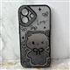 Силиконовый чехол Iphone 16 Pro Max Hello Kitty прозрачный с блестящей подложкой, стразы у камеры, черная