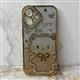 Силиконовый чехол Iphone 16 Pro Max Hello Kitty прозрачный с блестящей подложкой, стразы у камеры, золотой