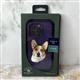 Задняя крышка Iphone 14 Pro Max SANTA BARBARA, силиконовый борт, бархат внутри, корги на фиолетовом