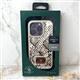 Задняя крышка Iphone 16 Pro SANTA BARBARA, силиконовый борт, бархат внутри, под кожу змеи, бежевая