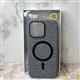 Задняя крышка Iphone 16 Pro NEW CASE под кожу с принтом молнии, MagSafe, серая