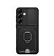 Силиконовый чехол Samsung Galaxy A71 с кольцом и визитницей (RINGCARD), черный