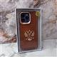 Задняя крышка Iphone 13/14 под кожу рептилии, Russia с Гербом, коричневая