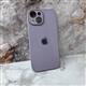 Задняя крышка Iphone 15 Pro стеклянная, силиконовый борт, окантовка камеры и защитой, с лого, лиловая