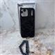 Задняя крышка KNIT Iphone 16 Pro Max со стразами, MagSafe-подставка + бусы на руку, черная