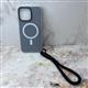 Силиконовый чехол Iphone 15 Pro матовый, 2в1 с MagSafe, шнурком, серый