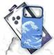 Задняя крышка Iphone 17 Pro Max/18 Pro Max FreeAir под карбон с MagSafe, металл. окантовка камеры, голубые большие волны