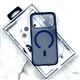 Задняя крышка Iphone 17 Pro Max MMkio прозрачно-матовая с MagSafe, ребристая поверхность, синяя