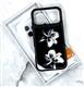 Задняя крышка Iphone 18 Pro BINKSON с рисунком, силиконовый борт, крупные цветы на черном