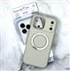 Задняя крышка Iphone 17 Pro Max KVZV матовый Soft touch, бархат внутри, вращающийся MagSafe-подставка, молочная