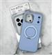 Задняя крышка Iphone 17 Pro Max KVZV матовый Soft touch, бархат внутри, вращающийся MagSafe-подставка, голубая