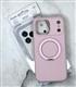 Задняя крышка Iphone 17 Pro Max KVZV матовый Soft touch, бархат внутри, вращающийся MagSafe-подставка, розовая