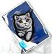 Подставка фигурная с вышивкой Nimmy Friends для телефона с зеркальцем+MagSafe, кот с бубенчиком, черная