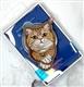 Подставка фигурная с вышивкой Nimmy Friends для телефона с зеркальцем+MagSafe, кот с бубенчиком, коричневая