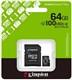 Карта памяти MicroSD 64GB Kingston Class 10 Canvas Select Plus A1 U1 V10 (100 Mb/s) + SD адаптер