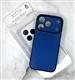 Силиконовый чехол Iphone 17 Pro/18 Pro KAMISHA тонкий под карбон, защита камеры, синий