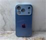 Задняя крышка Iphone 16 Pro Max стеклянная, силиконовый борт, с логотипом, цвет №3, голубая