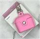 Силиконовый чехол для Air Pods 1/2 Earphone Case сумочка под кожу с карабином, тонкий, в упаковке, розовый