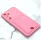 Силиконовый чехол Samsung Galaxy A35 5G матовый soft-touch, цветные кнопки, с визитницей, розовый
