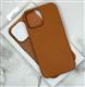 Задняя крышка Iphone 15 Leather Case MagSafe под кожу, с логотипом, коричневая