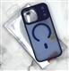 Задняя крышка Q SERIES Iphone 13 Pro матово-прозрачная, MagSafe, металлическая оконтовка камеры, синяя