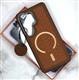 Задняя крышка MOBILE CASE Samsung Galaxy S26 под кожу, металлический MagSafe, бархат внутри, коричневая