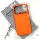 Силиконовый чехол Rugged Case Iphone 17 Pro Max матовый с MagSafe, металл. окантовка камеры и кнопки, бархат внутри, оранжевый
