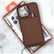 Задняя крышка Iphone 16 Pro Max CREATIVE CASE под кожу, выдвижная визитница, силиконовый борт, коричневая