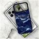 Задняя крышка Iphone 17 Pro Max MOBILE CASE под карбон, металл. окантовка камеры, с MagSafe, синие волны