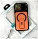 Задняя крышка DESIGN PROTECTION Iphone 17 Pro силиконовый борт, подставка, MagSafe, защита камеры+подставка, оранжевая