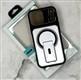 Задняя крышка DESIGN PROTECTION Iphone 17 Pro силиконовый борт, подставка, MagSafe, защита камеры+подставка, серебро
