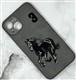 Задняя крышка Xiaomi Redmi 15C под кожу, силиконовый борт, с вышивкой, в тех. паке, лошадь, серая