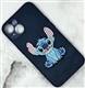 Задняя крышка Xiaomi Redmi 15C под кожу, силиконовый борт, с вышивкой, в тех. паке, стич, синяя