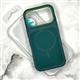 Силиконовый чехол Iphone 17 Case Phone Case металл. оконтовка камеры, MagSafe, бархат внутри, зеленый