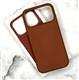 Задняя крышка Iphone 17 Pro Max Leather Case под кожу, с анимацией, с логотипом, в упаковке, коричневая