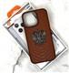 Задняя крышка MOBILE CASE Iphone 16 Pro Max под кожу рептилии с Гербом РФ, металл. окантовка камеры и кнопки, коричневая