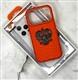 Задняя крышка MOBILE CASE Iphone 16 Pro Max под кожу рептилии с Гербом РФ, металл. окантовка камеры и кнопки, оранжевая