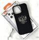 Задняя крышка MOBILE CASE Iphone 16 Pro Max под кожу рептилии с Гербом РФ, металл. окантовка камеры и кнопки, черная